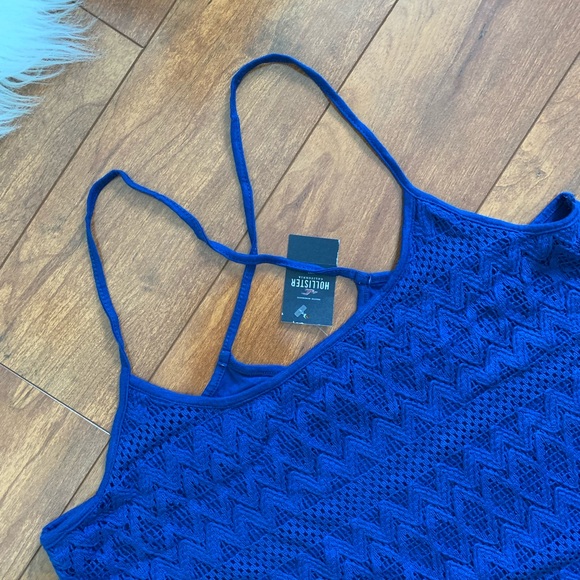 NWT Hollister Blue Cropped Lace Tank Top-S - Picture 2 of 7
